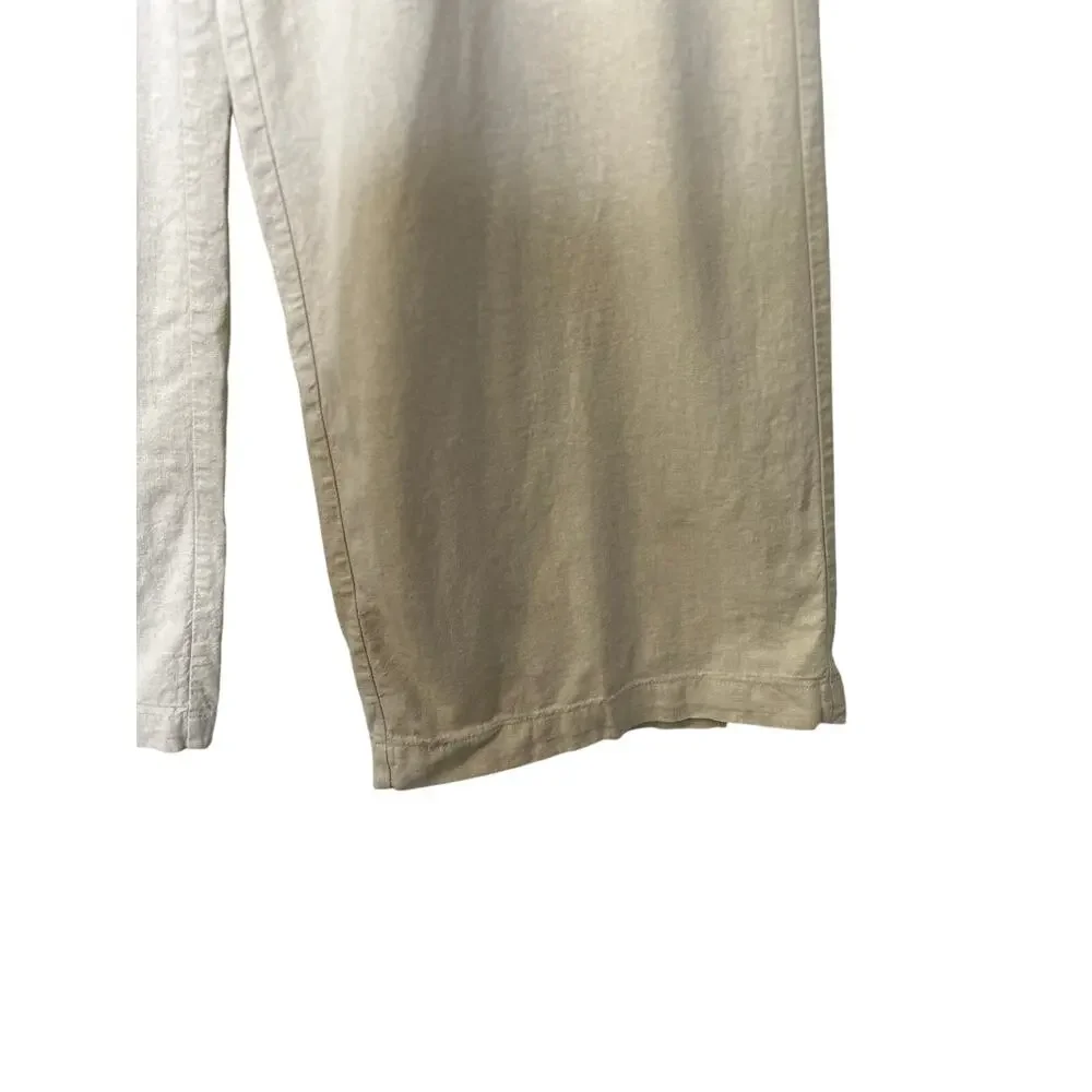 Zara Women's Wide-Leg Linen-Blend Pants Size Medium Beige Preppy, Comfy - Picture 6 of 13